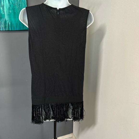 J CREW Top Womens‎ Small Black Sleeveless Tank Fringe Hem Zip Back Ponte Stretch - Picture 6 of 13